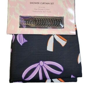 Betsey Johnson Shower Curtain Set Coquette Bows Ribbons Purple